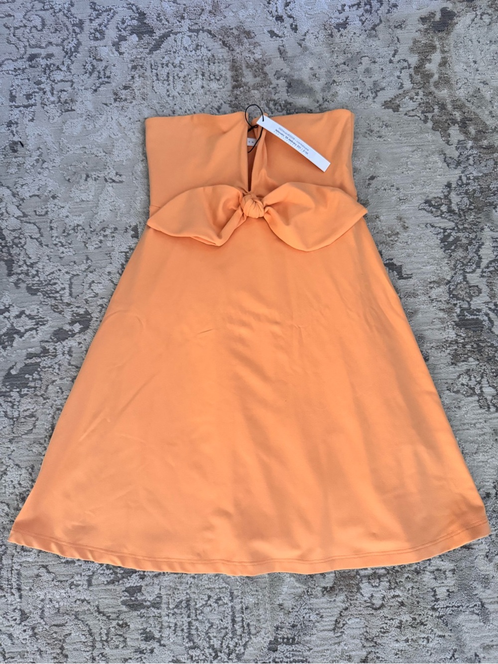 Susana Monaco Coral-Orange/Cantaloupe Strapless Bow Front Dress